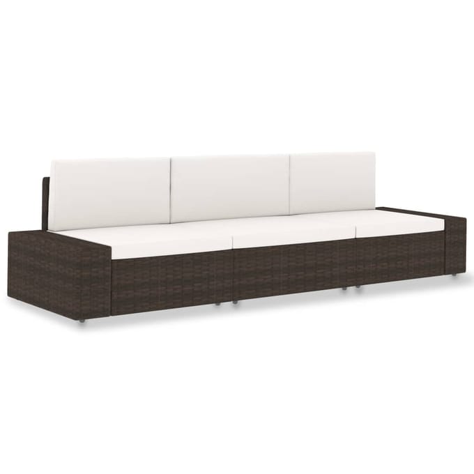 vidaXL - Driezitsbank - sectioneel - poly - rattan - bruin