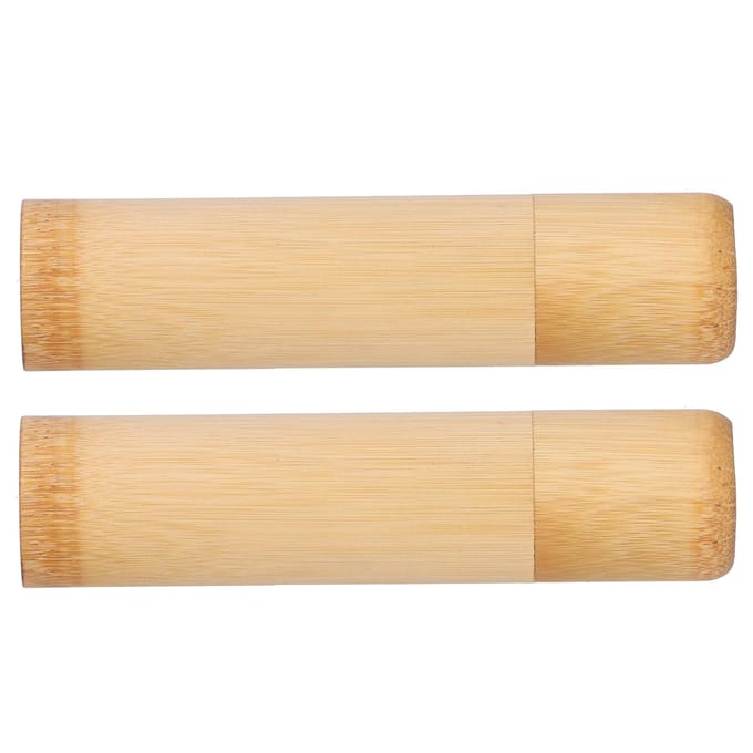 2 stuks Eco-vriendelijke Bamboe Buis Draagbare Thee Bewaarcilinder Mini Ronde Kruiden Bewaarpot beige
