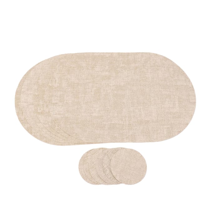 6 stuks Dubbelzijdige Placemats met Bijpassende Onderzetters Antislip Wasbare Tafelmatten voor Eettafel Keuken Feestjes Binnen beige