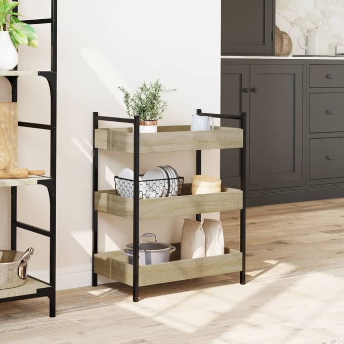 vidaXL - Keukentrolley - 50x30x70 - cm - bewerkt - hout - sonoma - eikenkleurig