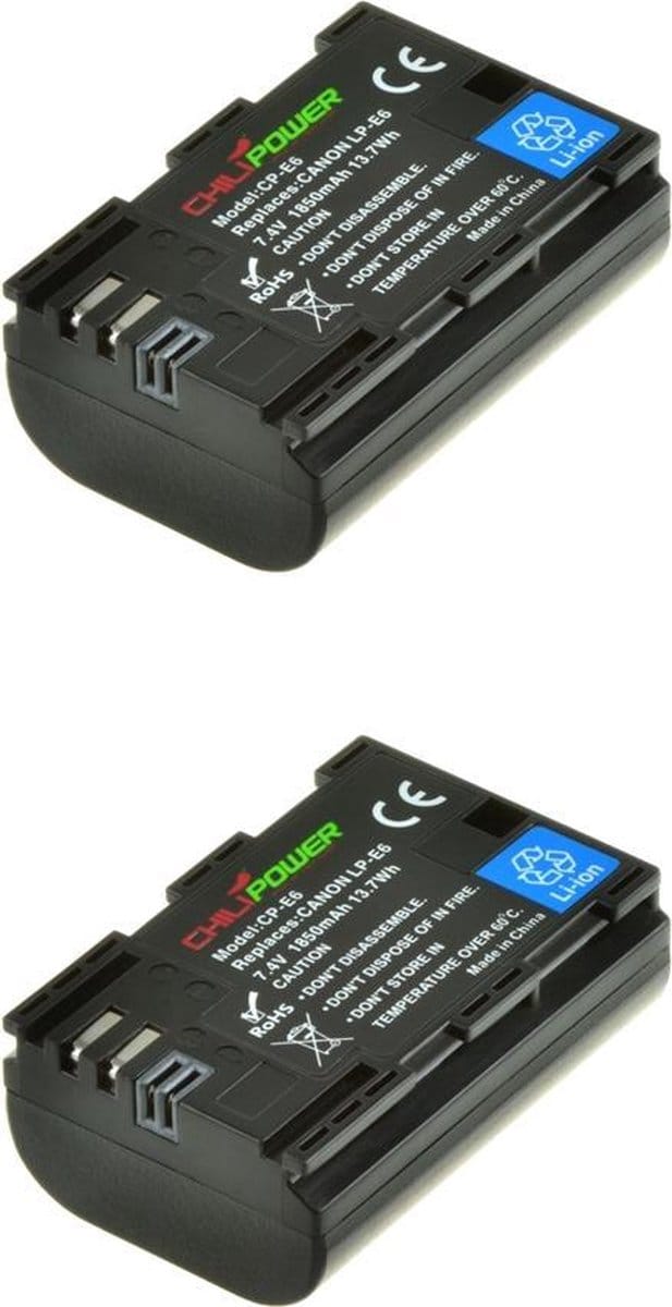 ChiliPower LP-E6 accu voor Canon - 1850mAh - 2-Pack