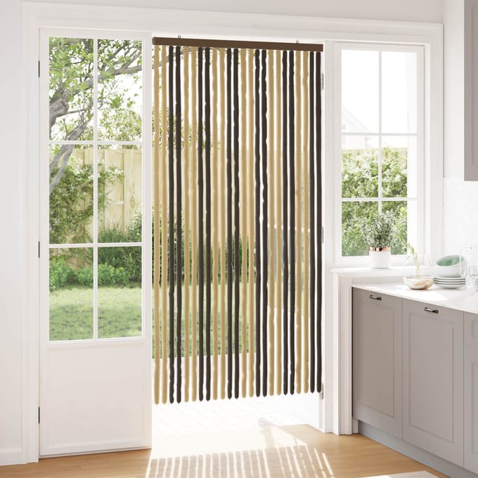 vidaXL - Insecten - Gordijn - Chenille - Donkerbruin - en - Beige - 100 - x - 200 - cm