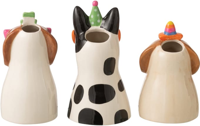 J-Line vaas Hond Bril - keramiek - mix - small - doos van 3
