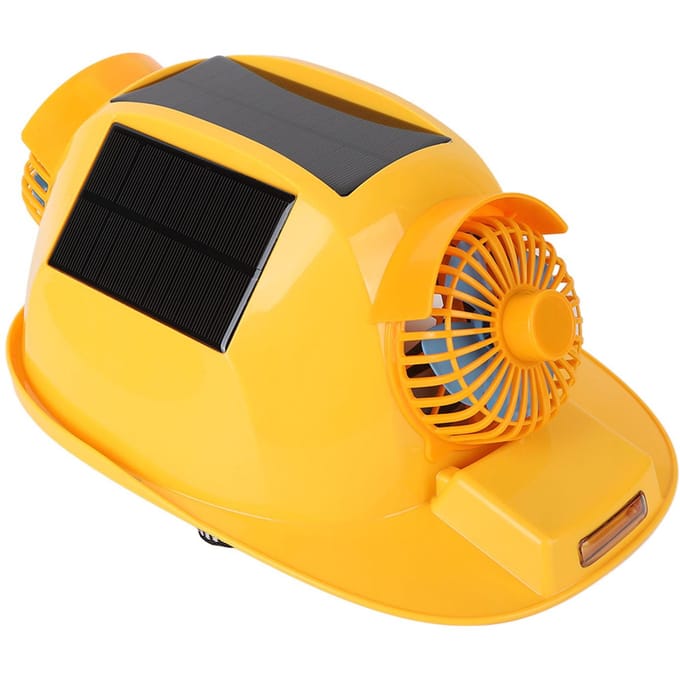 Helm met dubbele ventilator en licht Zonneveiligheidshelm voor constructie, woningverbetering black