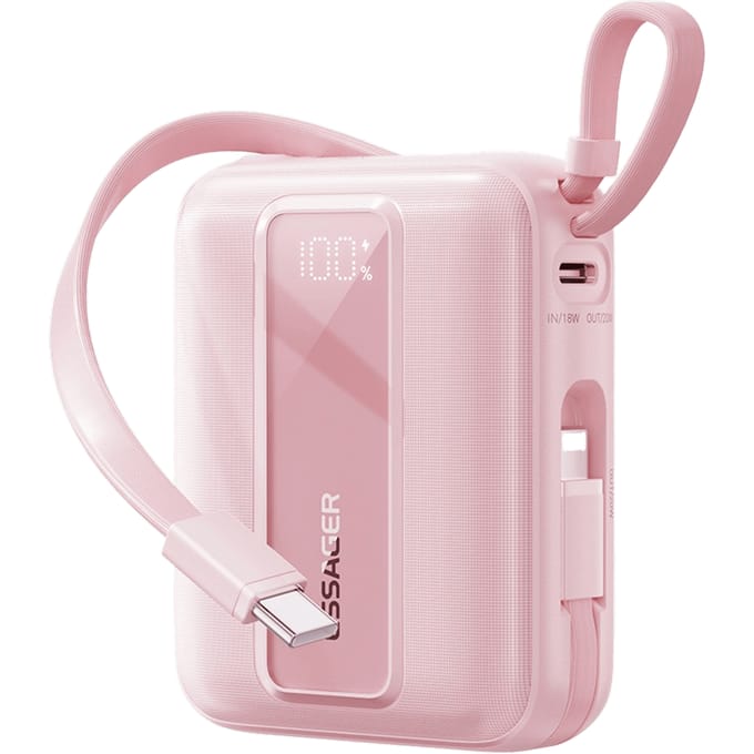 Essager Quick Charge Compact Powerbank met Kabels Roze 20.000 mAh