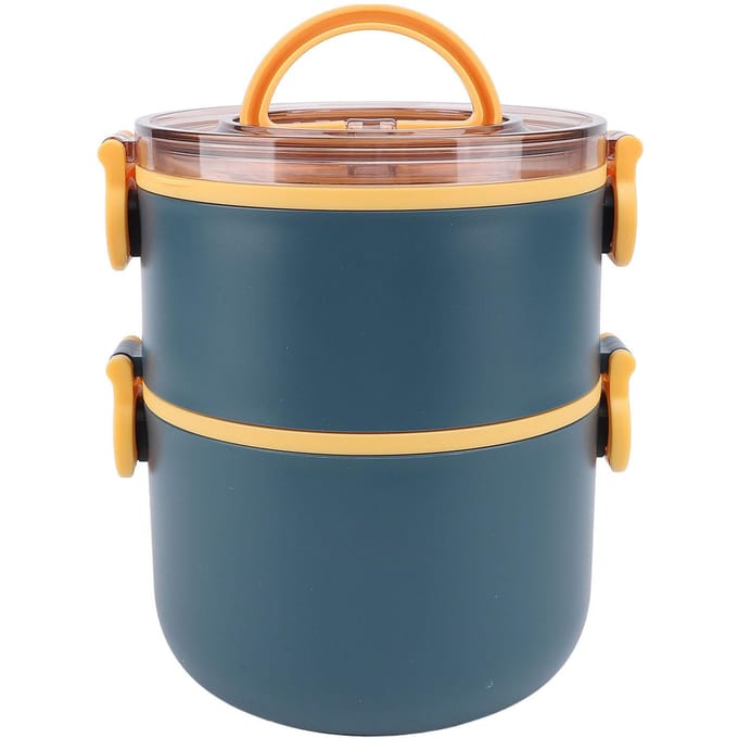 Lunchbox 1.6L Grote Capaciteit Dubbellaags Voedselcontainer Magnetronbestendig Lekvrij Draagbaar Voedselpot beige