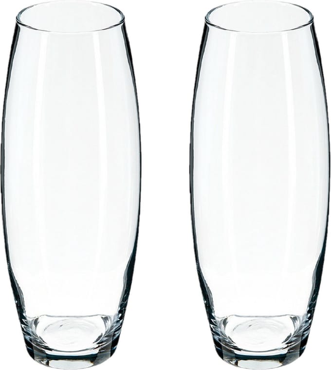 Atmosphera bloemenvaas Rochelle - 2x - Ovaal model - transparant - glas - 26 x 11 cm