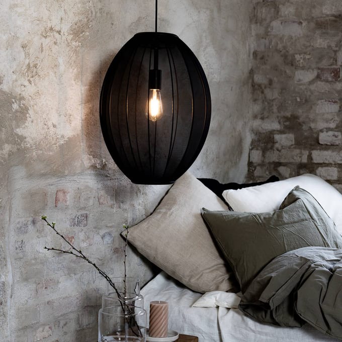 Markslöjd Hanglamp Florence, zwart, Ø 40 cm, nylon
