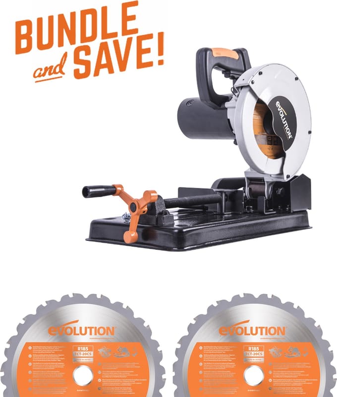 EVOLUTION - COMBOPACK RAGE 4 + 2 X ZAAGBLAD MULTIFUNCTIONEEL - DIA 185 MM - 1250W - 12KG