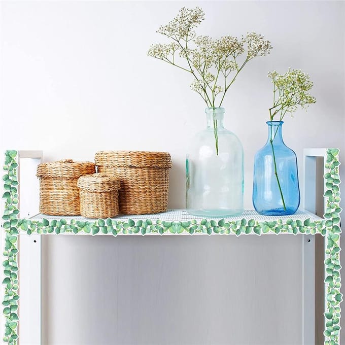 Eucalyptus Uitgesneden Rand Bulletinbord Groen Stickers Lente Rand Sticker voor Thuis School white