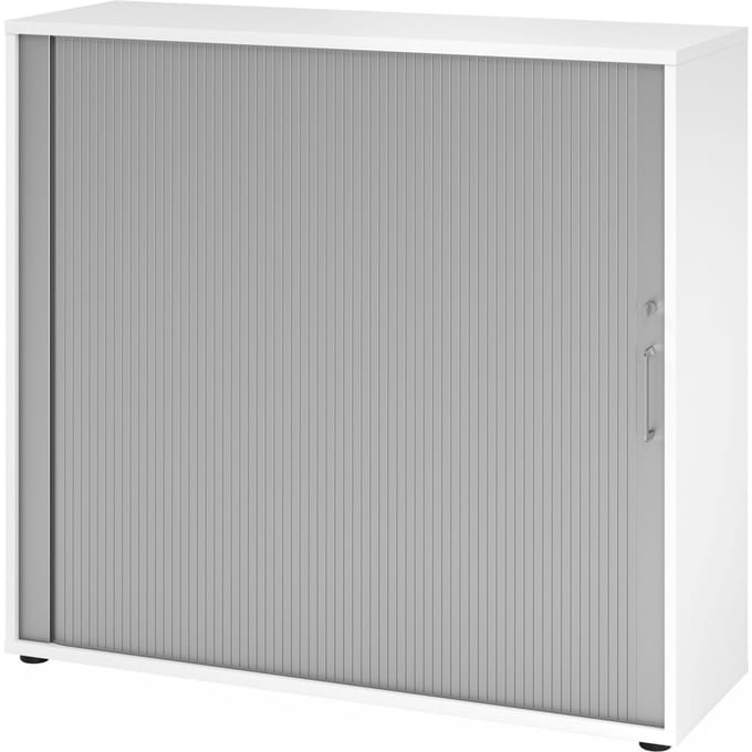 Rolluikkast Breno, 3 OH, afsluitbaar, stapelbaar, B 1200 x D 400 x H 1100 mm, spaanplaat, wit