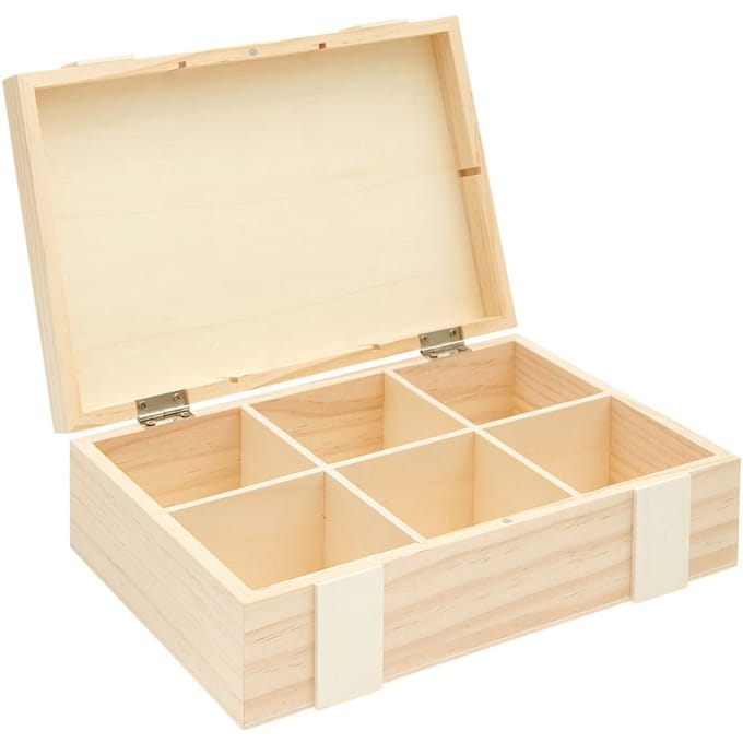 Houten kist / opbergkist met 6 vakken