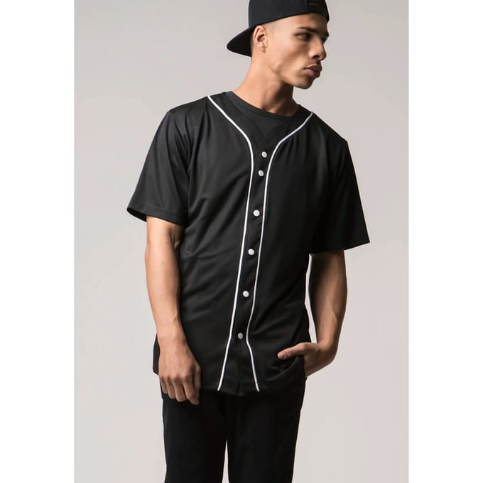 Urban Classics - Baseball Mesh Shirt - L - Zwart/Wit