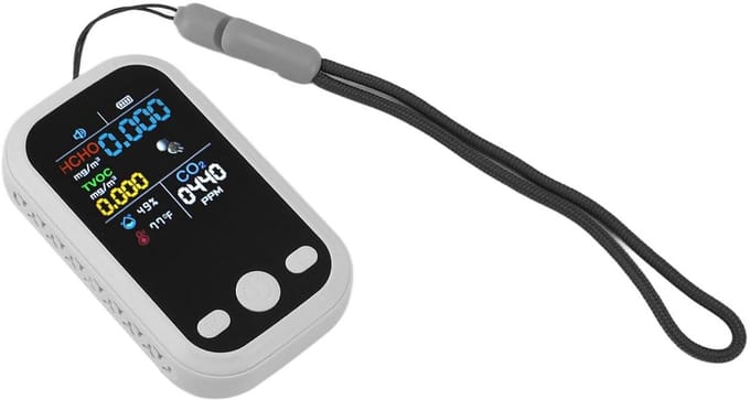5-in-1 Luchtkwaliteitsmeter CO2, Vochtigheid & Temperatuur Sensor - Draagbare Luchtkwaliteit Tester