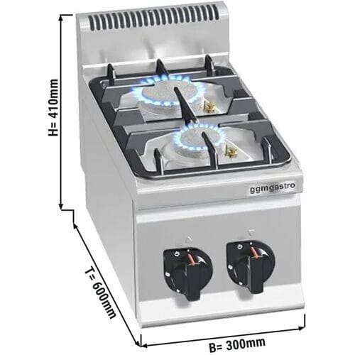 GGM Gastro Gasherd - 9,5 kW - 2 Brenner Zilver