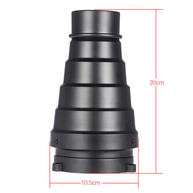 Snoot met honingraatroosterkleur + gelkit voor Bowens Mount Strobe Monolight black
