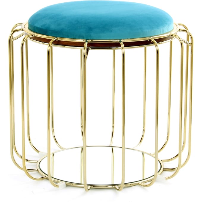 Bijzettafel / Pouf Comfortable 100 Turquoise / Goud