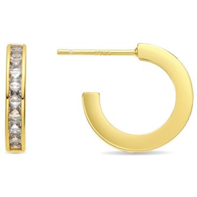 Boucles d'oreilles - LUXENTER - Daver - Zircone brillante - Finition or jaune 18k - Alliage métallique jaune