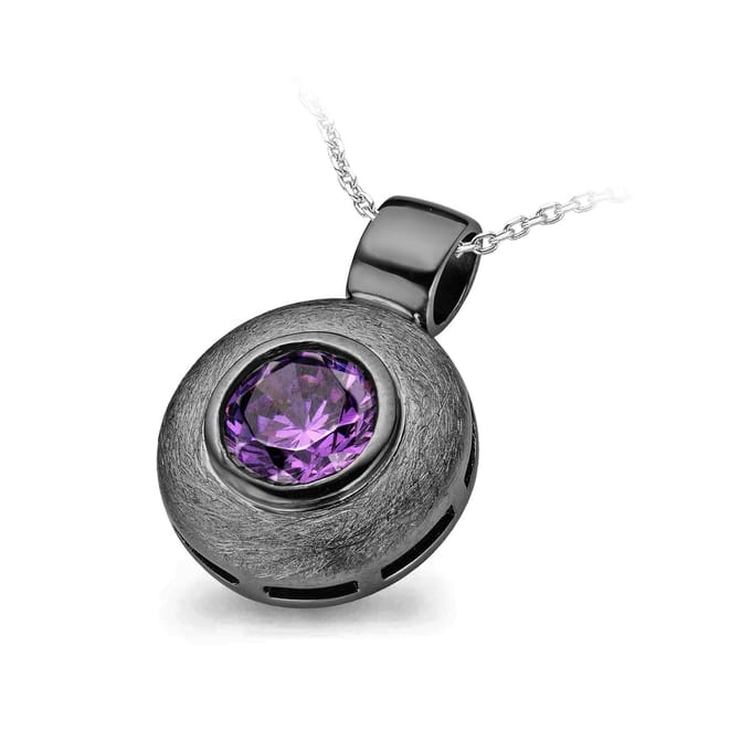 Orphelia Hanger + Ketting Black Plating Purple Zirconium ZH-4720