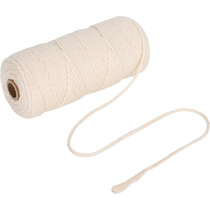 100m Katoenen Touw 3mm Enkelvoudig Katoen Macramé Garen Koord voor DIY Knutselen wit