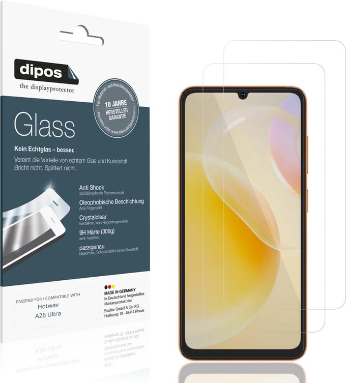 dipos – 2x Pantserfolie geschikt voor Hotwav A26 Ultra | 9H Screenprotector