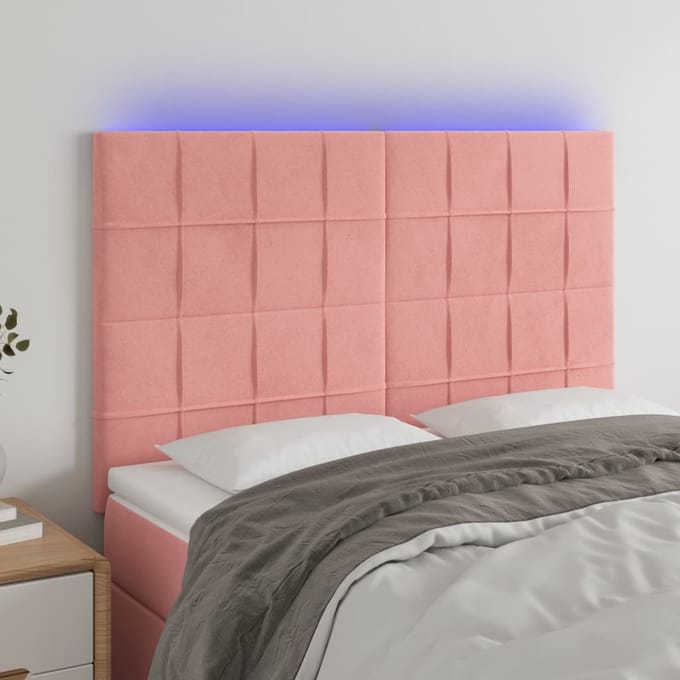 vidaXL - Hoofdbord - LED - 144x5x118/128 - cm - fluweel - zwart