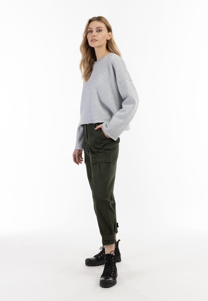 Dreimaster Oversized sweatshirt Dames licht grijs melange