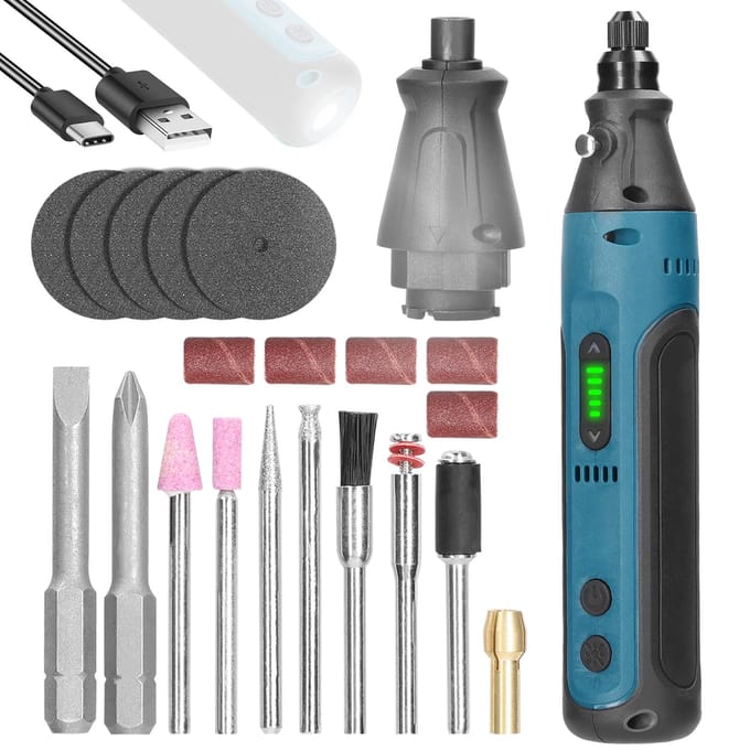 Ensemble de pilotes de stylo de meulage 2 en 1, Mini outil électrique électrique sans fil, Rechargeable de Type C, multi-usage multicolore