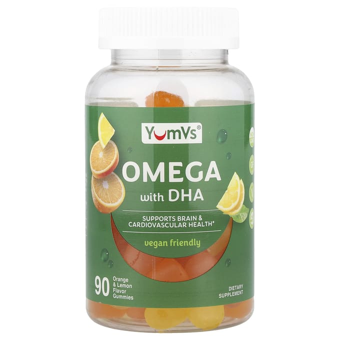 YumVs Gummies Oméga DHA, Orange & Citron, 90 Gommes
