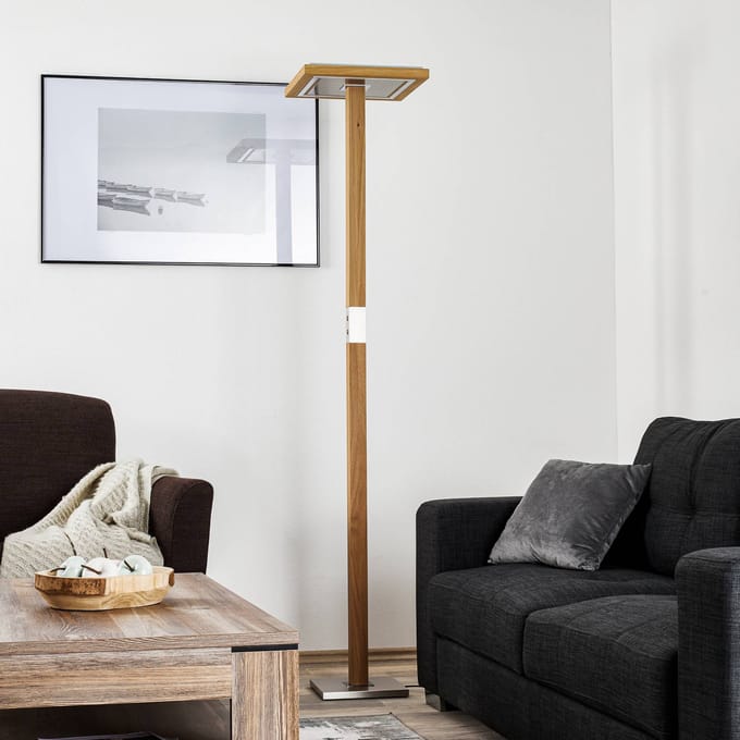HerzBlut Otto O LED vloerlamp eiken natuur