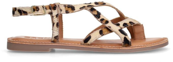 Sacha - Dames - Leopard sandalen met gekruiste bandjes - Maat 38