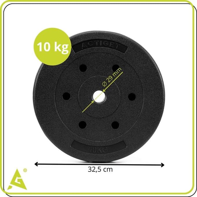 Actiget® Halterschijf | 1 x 10 kg | Kunststof | Zwart | 29 MM