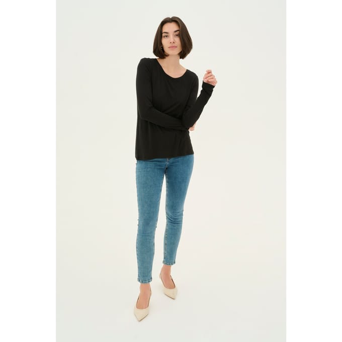 T-shirt met lange mouwen Slim/ Regular fit black