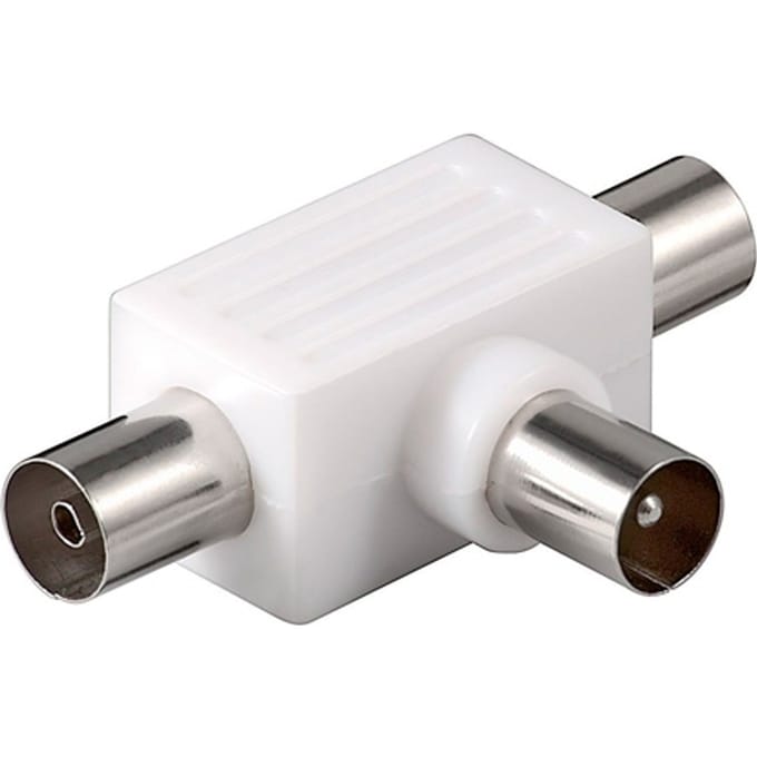 Goobay Coax T-adapter: dubbele coax-contrastekker > coax-stekker, plastic adapter-stekker