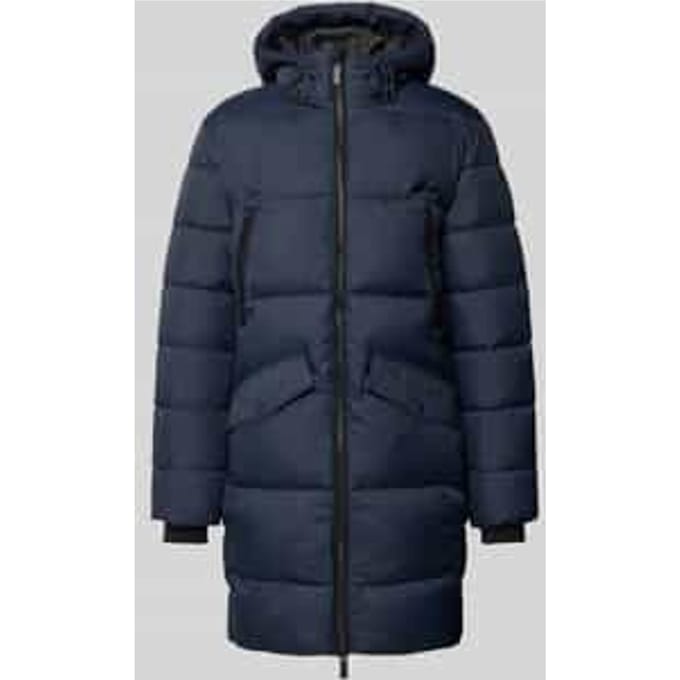 Regular fit gewatteerde lange jas met capuchon