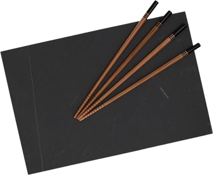 Sushi serveerplank 30 cm met 4 eetstokjes zwart