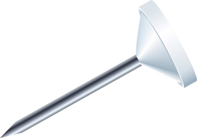 Exacompta Doos met 100 prikbordspelden met platte kop effen - punthoogte 8mm - 5mm diameter - Wit - 14500E