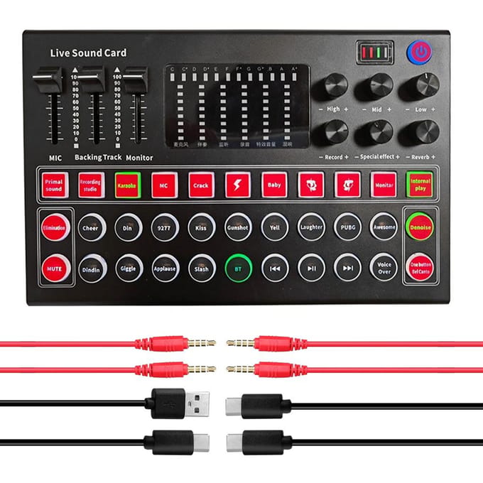 M9 Audio-interface Geluidskaart Live Voice Mixer Externe USB-geluidskaart Geluidskaart met meerdere effecten zwart