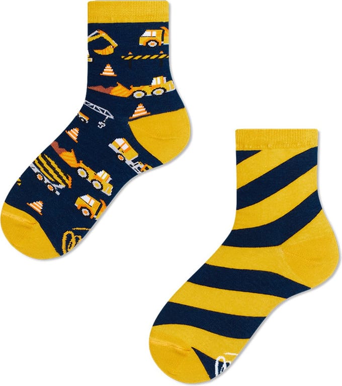 Many Mornings kids sokken sock, the builder blauw & geel