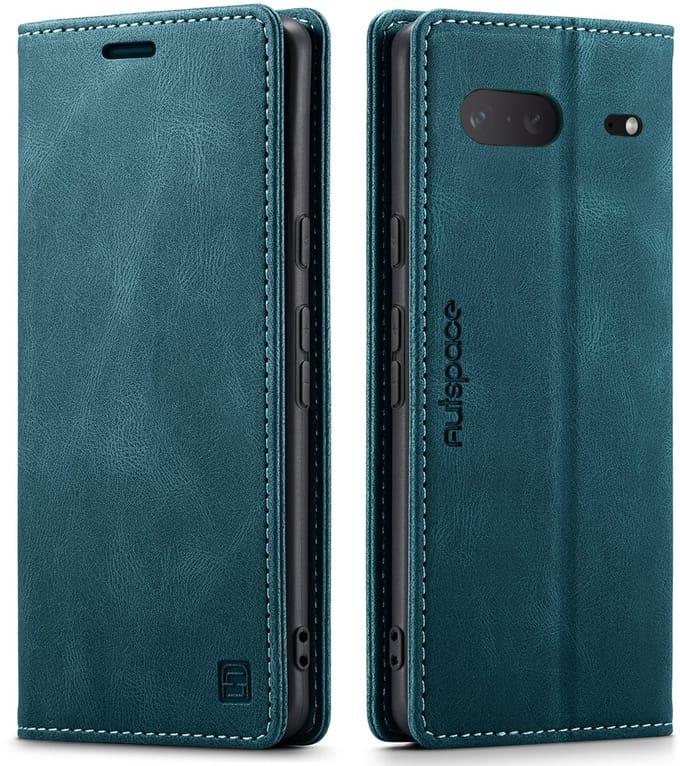 Luxe Flip Case met RFID Bescherming Kaarthouder en Magneetsluiting voor Google Pixel 9a _ Blauw