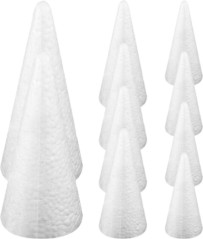 Knutselkegels Set - Schuim Kegels - Doe-het-zelf Projecten - Verschillende Maten - 6 10 20 cm - Wit