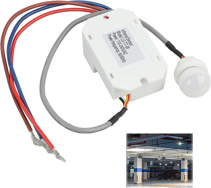 Infrarood Bewegingsmelder Binnen 6M 120 Graden PIR Sensor met Verstelbare Timer en Lichtgevoeligheid