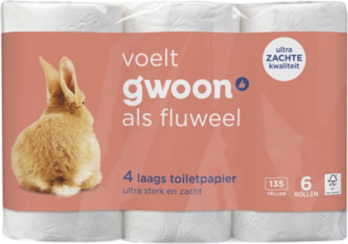 G’woon 4 laags toiletpapier - 6 rollen