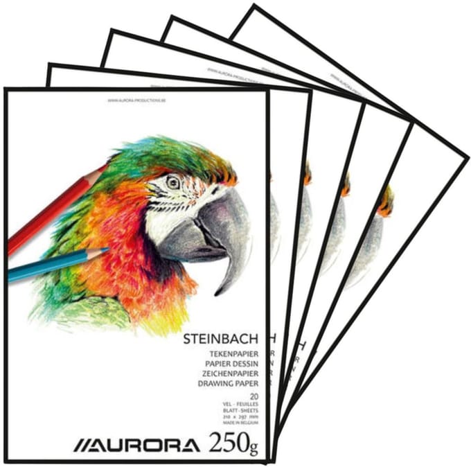 Aurora Tekenblok - Tekenpapier - Steinbach - A4 - 250g - 20 vel - 5 stuks