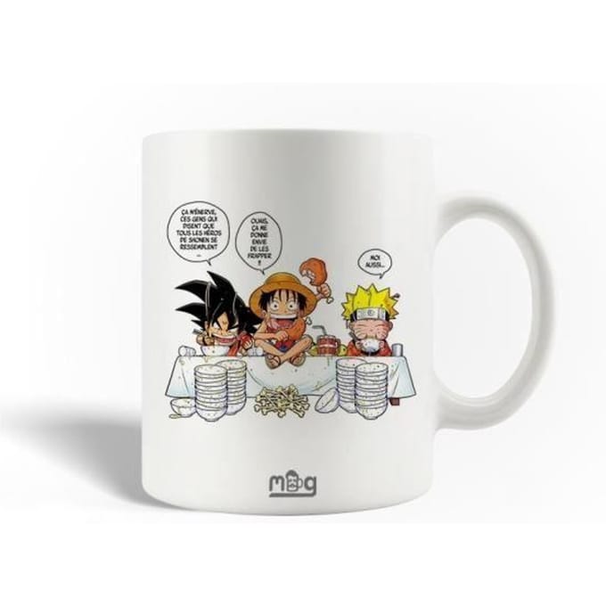 Mug en Céramique - Draagon ball - One piece - Naruto - 30cl - Compatible lave-vaisselle - Blanc