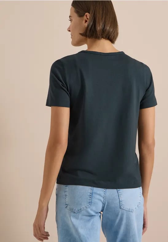 Shirt met ronde hals en glitteropdruk