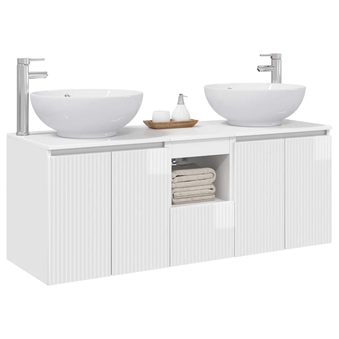 vidaXL - Badkamerkast - set - 3 - st - Hoogglans - Wit - 49,5 - x - 44,5 - x - 65 - cm