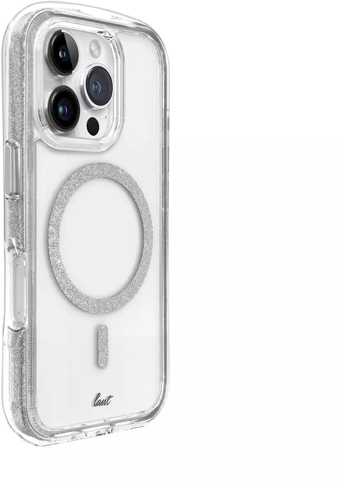 LAUT AERO SPARKLE iPhone Hoes – Crystal Clear met Glinsterend Effect & 6m Valbeveiliging | MagSafe Compatible | Apple iPhone 16 Pro Max