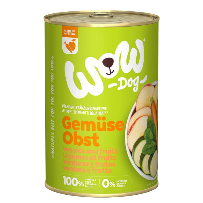6x 400g WOW Puur 100% Groente & Fruit Hondenvoer Nat