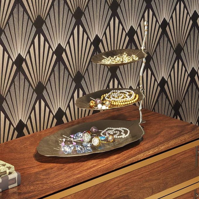 KARE Etagere Blad, aluminium, vernikkeld, hoogte 46 cm
